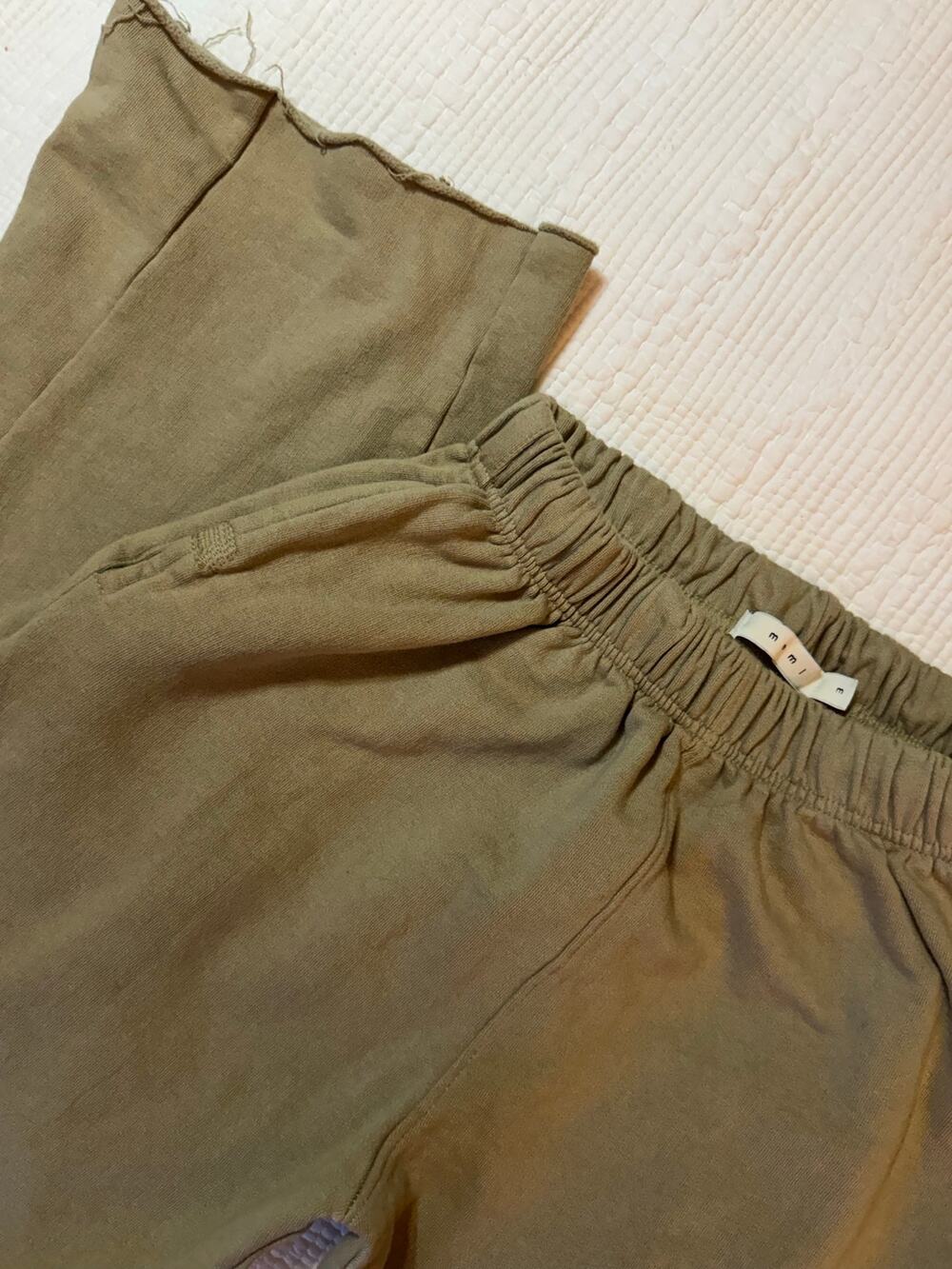 MNML Sweatpants Washed Flare Medium Brown Khaki Raw Hem Streetwear Y2K Heavy